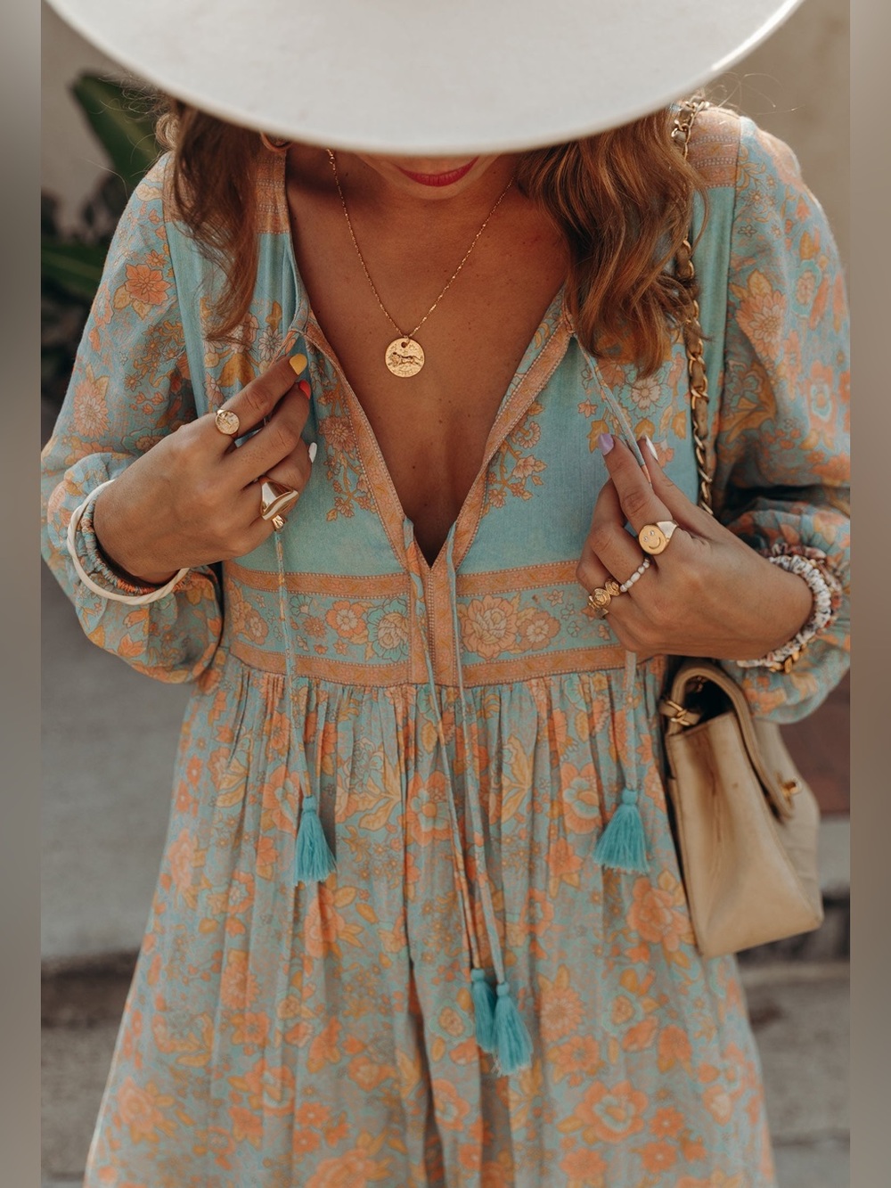 NWOT Spell Juniper Boho Midi Dress in Eggshell Blue
